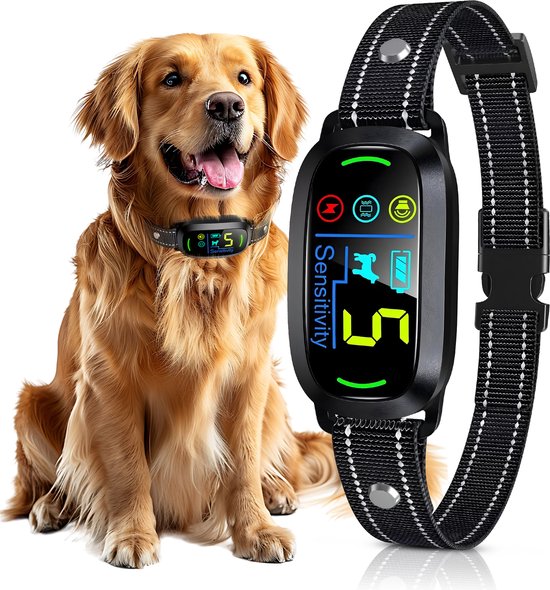 Foto: Robust rise essential anti blafband voor honden trainingshalsband voor kleine en grote honden blafband met geluid vibratie en statische correctie oplaadbaar en waterdicht blafstop halsband