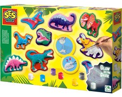 foto van SES - Gieten en schilderen - Dino fantasie - sneldrogend gips - heldere kleuren - met glow in the dark verf - Dinosaurus - Knutselen Jongens