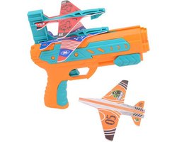 foto van John Toy Vliegtuig lanceer blaster in doos met drie vliegtuigen