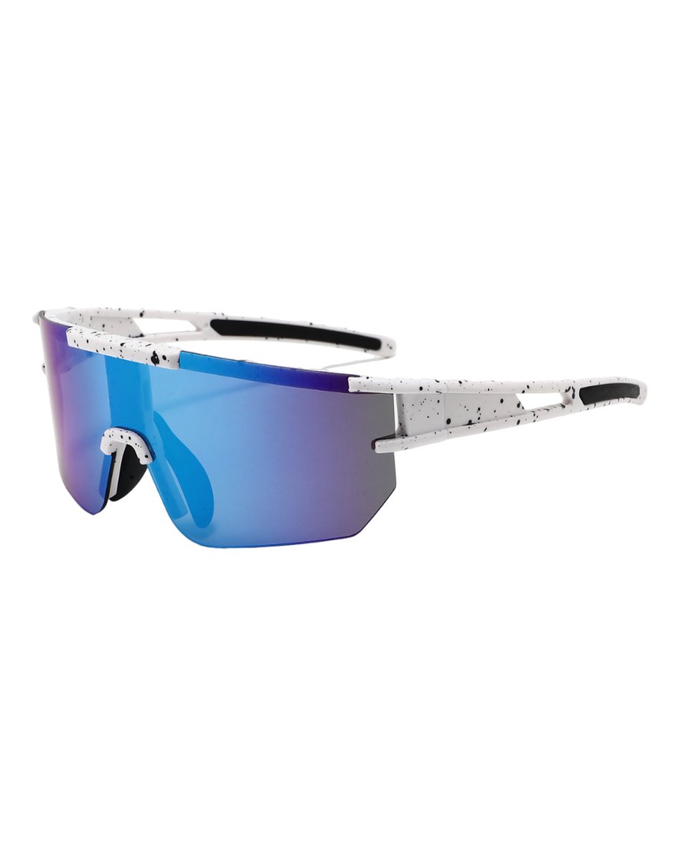 ICCLUB - Zonnebril - Festival bril - Fiets - Sport - Techno - Rave glasses - Spiegelglas - Unieke bril - Heren - Dames - Blauw