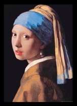 Meisje van Vermeer-fotolijst-Luxe Poster-Art-kunst-Meisje met de Parel compleet met wissellijst 50x70cm.  aanbieding ingelijst