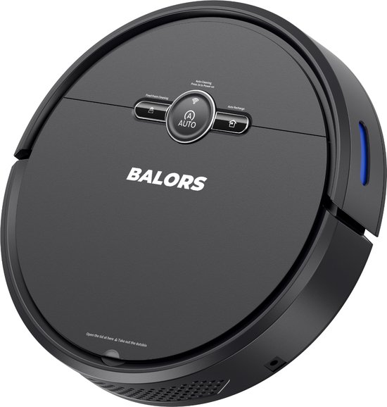BALORS® Robotstofzuiger met laadstation - Inclusief App -Robotstofzuiger Met Dweilfunctie - Dweilrobot - Robotstofzuiger huisdieren - Robotstofzuigers met dweil - Robot Stofzuiger Met App - Vloerdetectie - Zwart