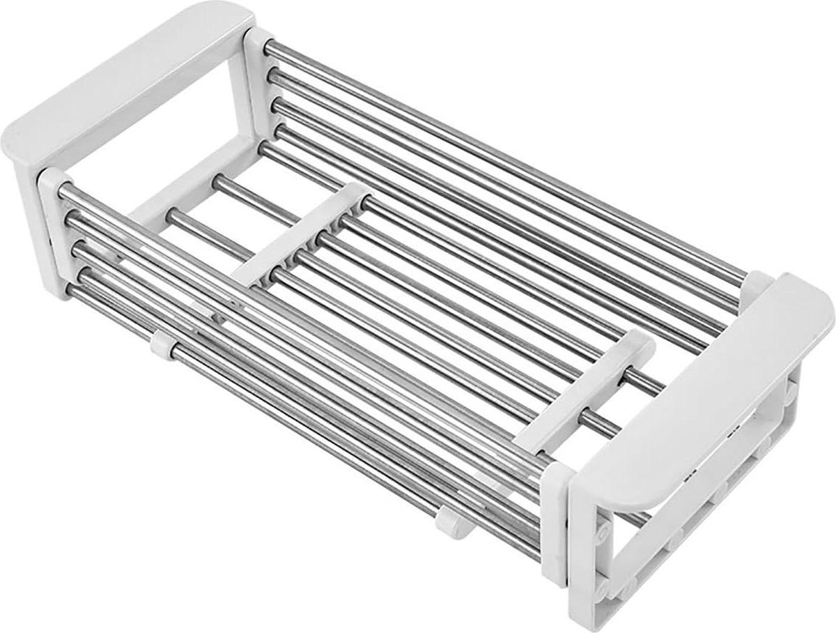 Goedkoopste Rustproof Stainless Steel Expandable Dish Drying Rack - Sink Drain Basket for Kitchen - Over The Sink Rack for Cups Fruits Vegetables