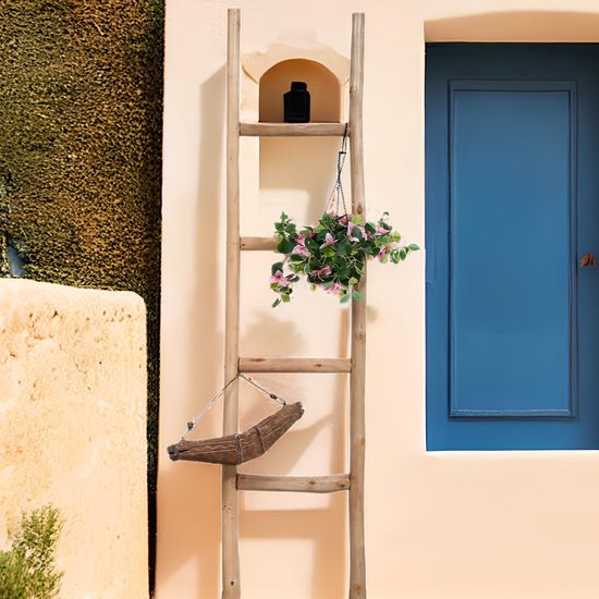 BESPORTBLE Houten badkamer ladder plank 2-tier kleine rustieke