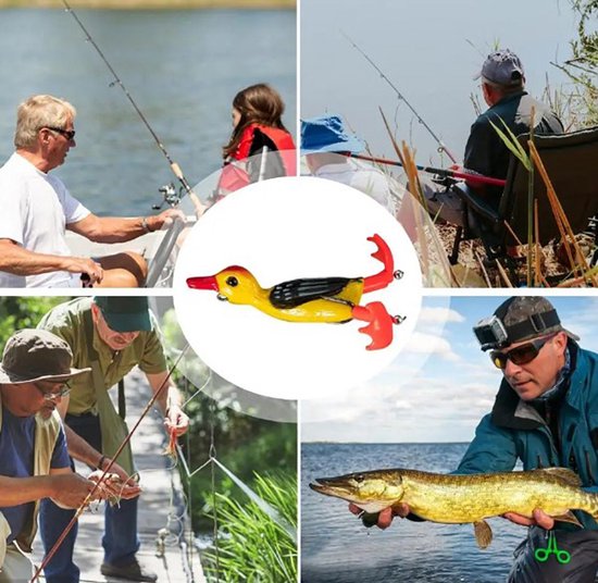 Actie4you® - Kunstaas eend - Softbait - Propeller pootjes - Snoek / Baars (Roofvissen) - Geel van Actie4you — afbeelding 3