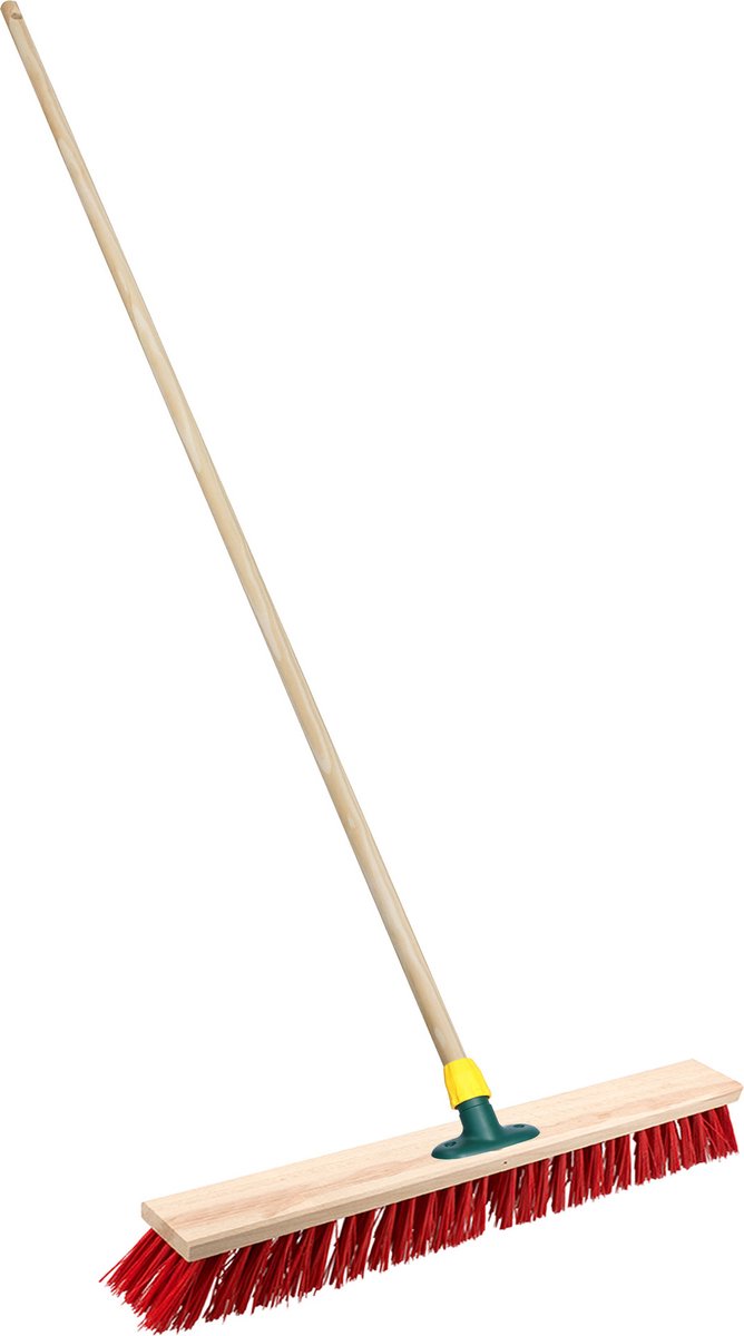 Goedkoopste Brumag Straatbezem/buitenbezem - hout/kunststof - steel 140 cm - borstelkop breed 50 cm - rood - met steelhouder