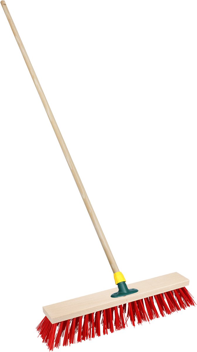 Goedkoopste Brumag Straatbezem/buitenbezem - hout/kunststof - steel 140 cm - borstelkop breed 40 cm - rood - met steelhouder