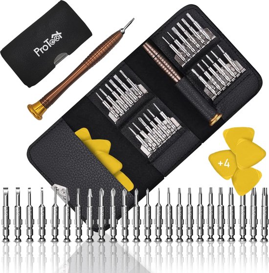 Jeu de tournevis de précision, jeu de mini tournevis professionnels 29 en 1 pour lunettes, montres, iPhone, iPad, smartphone, PC, ordinateur portable, tablette, électronique, 4 poignées