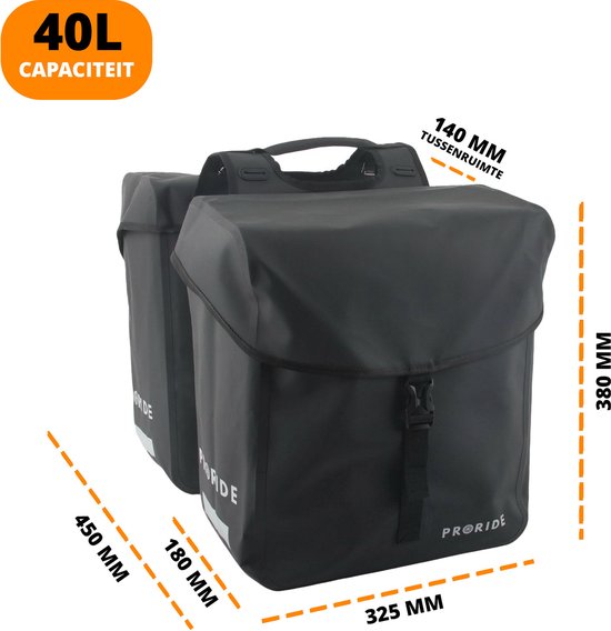 Basil Mara dubbele fietstas, draagtas, bagagedragertas, 26 liter, incl. fietsbel