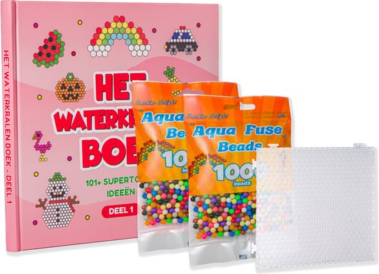 Alternatief voor Aquabeads™ startersets beginnerskoffer – Het waterkralen boek - XL grootverpakking - 2000 stuks in 12 verschillende kleuren - onderplaat/bord – Geschikt voor: aquabeads navulling en onderplaat – Sinterklaas– en kerstcadeau