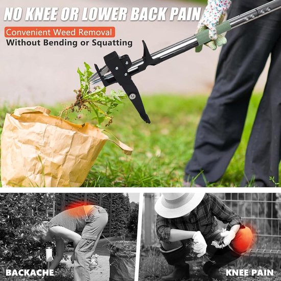 RVS Weed Puller 4-Claw Foot Pedal Adjuster for Garden Lawn - Easy Weed Removal van Pukupuku — afbeelding 4