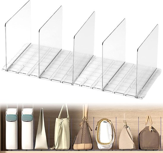Kast plank verdelers verstelbare kast plank verdelers plastic handtas verdeler plank afneembare scheidingswand voor slaapkamer