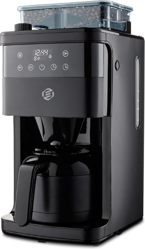 alpina Koffiezetapparaat Filterkoffie 750 W - Koffiemachine met Herbruikbare Koffiezet Filter - Koffiemachine met 1,25 L Glazen Kan - 10 Kopjes Koffie per Keer - Anti-Druppel Koffiemaker - Zwart