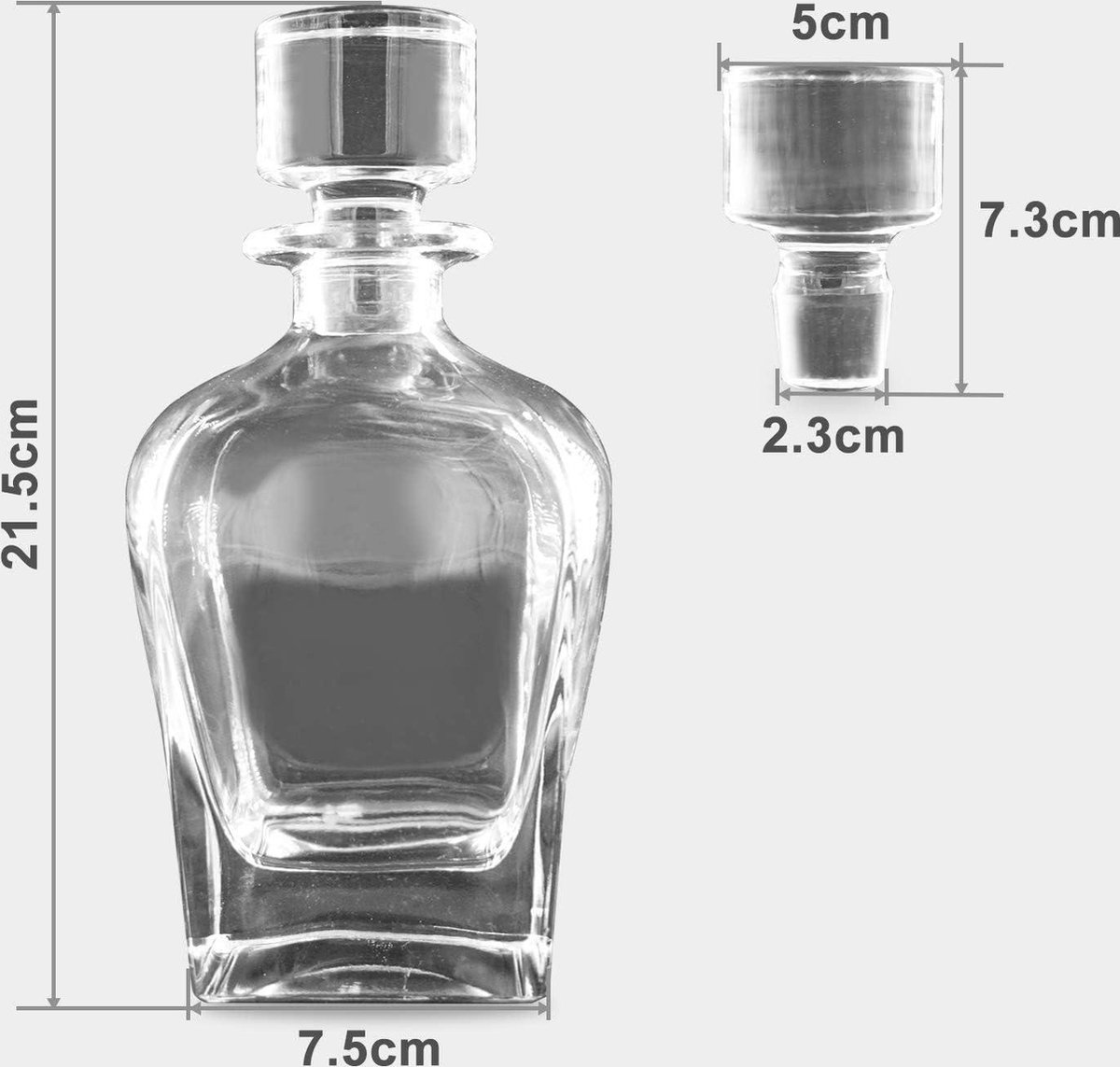 thumbnail: Glazen Whisky Karaf Met Luchtdichte Geometrische Stop - 768ml Italiaans Loodvrij Glas