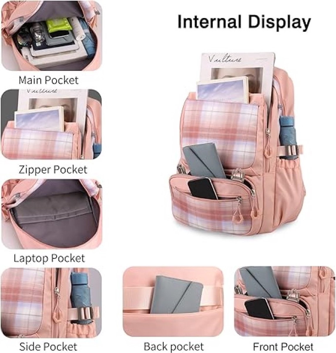 FANDARE Leuke Student Schooltassen Casual Dagrugzakken College Rugzak Meisjes Jongens Laptop Rugzak voor Reizen Universiteit Winkelen Wandelen Boekentas met Pluche Accessoires, lichtpaars, L, Casual