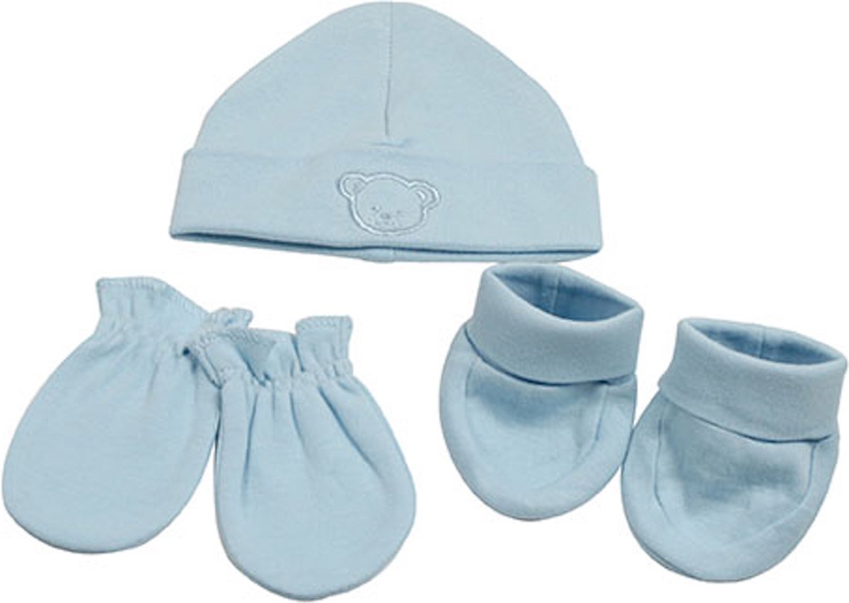 Goedkoopste King Bear - Mutsje krabwantjes sokjes - Newborn set - Blauw