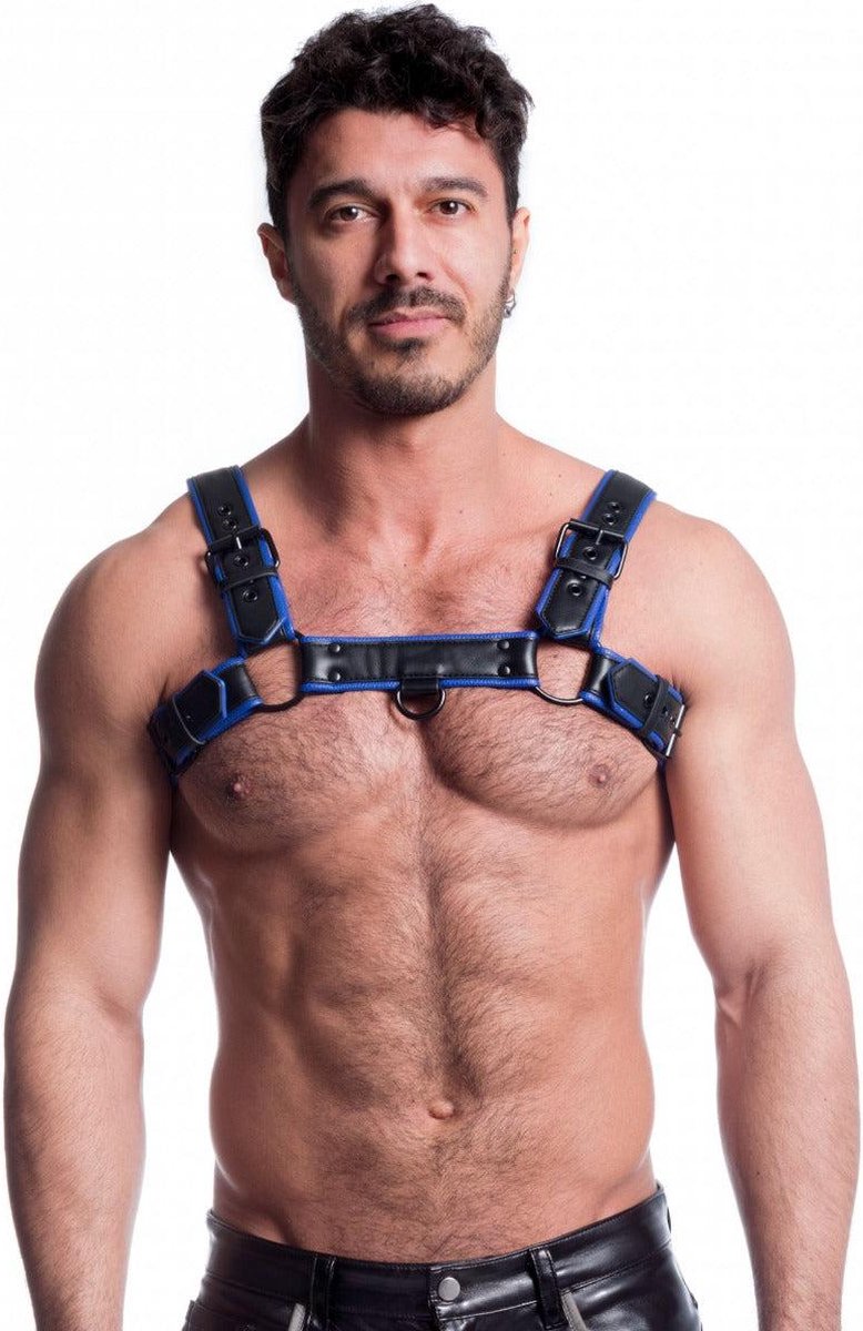 Goedkoopste 665 Vegan - Bulldog Harnas - PU Leer - Zwart/Blauw - Maat S/M