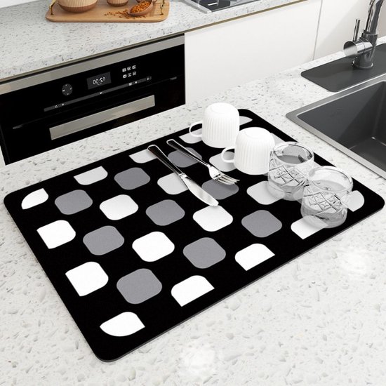 Schotel Droogmatten voor aanrecht Koffiemat Onder Gootsteen Matten voor Keuken Waterdichte Schotel Mat Drogen Keuken Mat Bar Matten voor Aanrecht Koffiebar Accessoires ((30,5 cm x 48,3 cm Diepgrijs