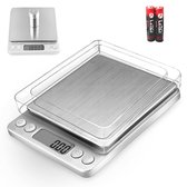 Balance de précision pratique en acier inoxydable - pèse avec précision jusqu'à 0 gramme - jusqu'à 2 kilos - idéale pour la cuisine et les bijoux - design élégant