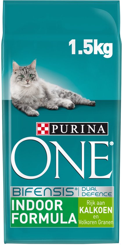 PURINA® ONE Indoor Rijk aan Kalkoen & Volkoren Granen brokjes 1,5 kg