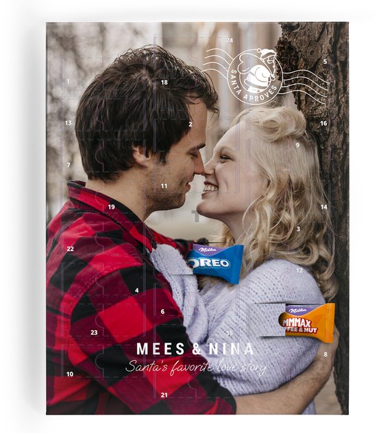 Gepersonaliseerde Milka Adventskalender Chocolade - Adventkalender 2024 met foto - 24 overheerlijke Milka Chocolaatjes - Verschillende smaken - Het ultieme kerstcadeau