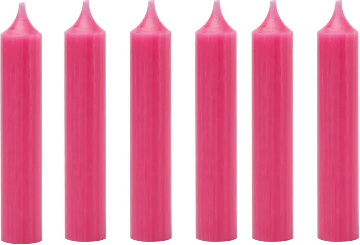 Branded by Dinerkaarsen 12 cm | Neon Roze | 8 stuks | 5 branduren