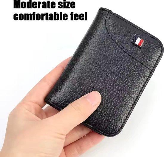 Mini portefeuille portable en cuir PU super fin – Zwart – avec porte-cartes – Pour homme et femme – Design fin et compact – Cadeaux – Cadeau – Cadeau – Cadeau pour la Vaderdag , la Saint-Valentin, un anniversaire, Noël, Noël.
