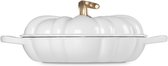 Bol.com Le Creuset - Braadpan - Campagnard 28 cm - "Pompoen" - in Geëmailleerd Gietijzer - Wit aanbieding