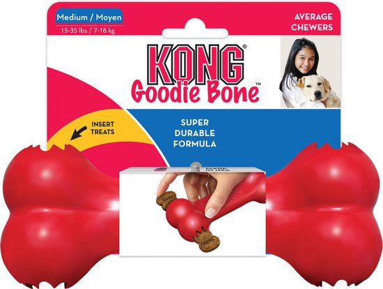 Kong Goodie Bone - Kauwspeelgoed - 178 mm x 153 mm x 51 mm - Rood - 1 stuk