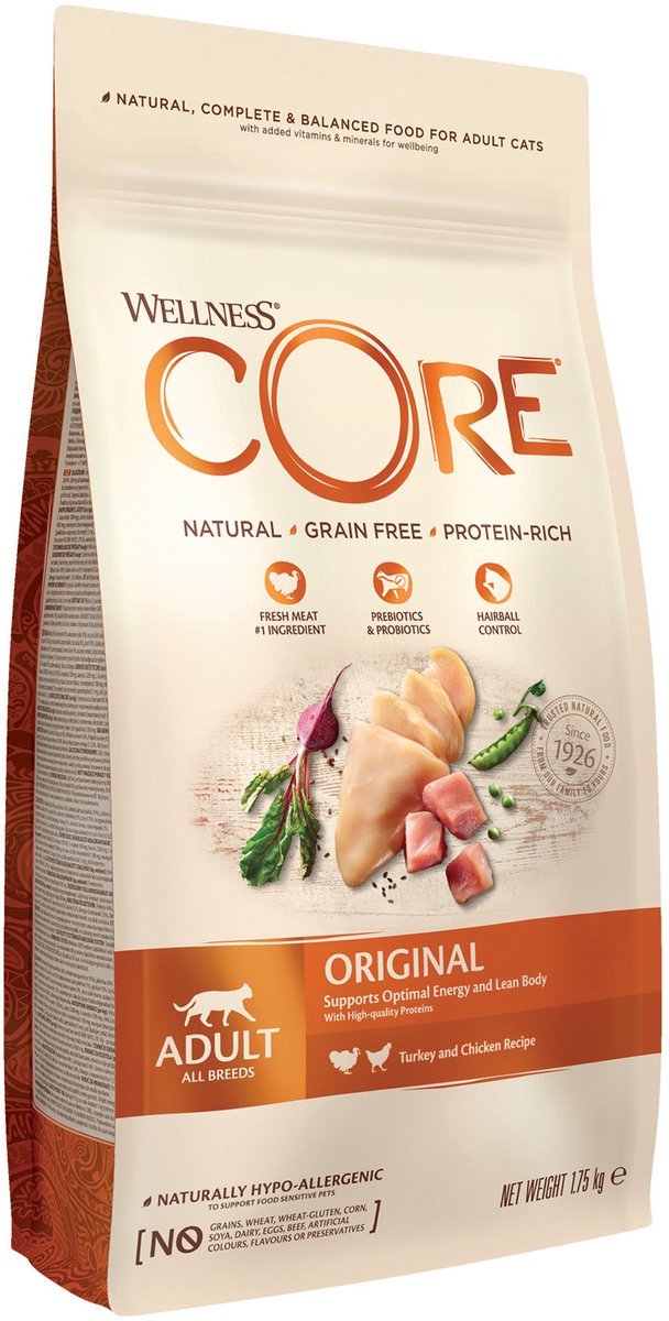 Wellness Core Adult Original - Kattenvoer - Kalkoen - Kip - 1,75 kg