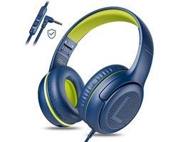 StayPowered Kinderheadset - Veilige, Comfortabele en Duurzame Hoofdtelefoon met Volumebegrenzing! - Compact Design - Hoogwaardige Geluid - HD Microfoon - Ingebouwde Volumebegrenzer - Opvouwbaar - Blauw/Groen - Levering Sneller dan Aangegeven!