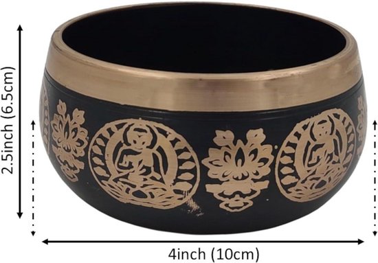 Handgemaakte Tibetaanse klankschaal voor meditatie - 4 inch (11079A) van Exclusif Deco — afbeelding 2
