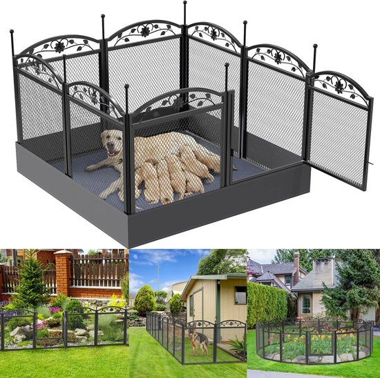 ItsIn® - Honden Hok - Bench - Ren - Katten - Knaagdieren - Puppy Kennel - 126x126x8 8cm - 17kg - Zwart