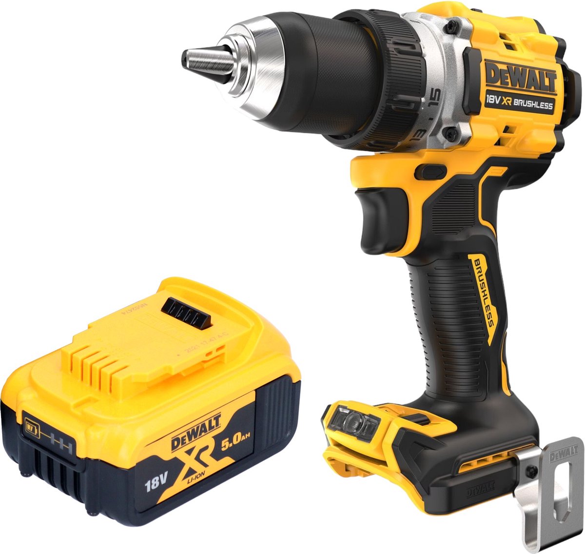 DeWalt DCD 800 N accuboormachine 18 V 90 Nm borstelloos + 1x oplaadbare accu 5.0 Ah zonder oplader