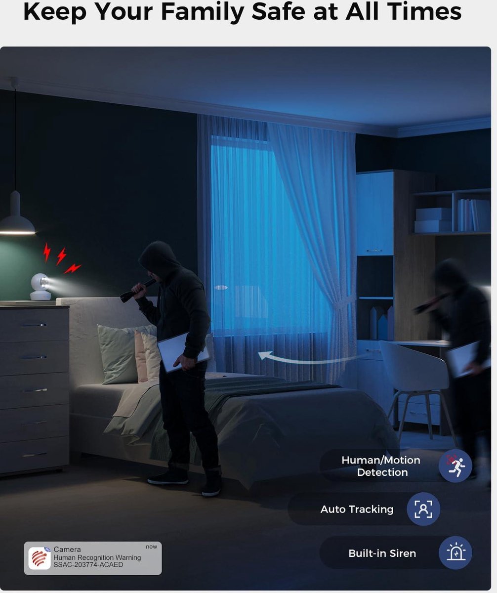 Ctronics Bewakingscamera Voor Buiten, Wifi, Automatische Tracking 1080p Ip Camera Voor Buiten Met 30 M Kleurennachtzicht Pc Afstandsbediening 247 Cloudnvrnas Humanoide Detectie 1