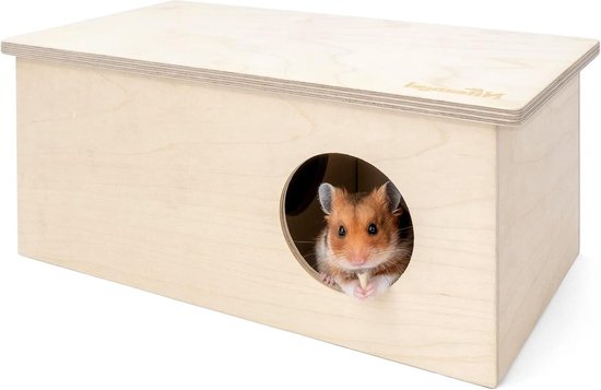 Niteangel Hamster Secret Peep Shed - 2-Kamer Houten Schuilplaats & Tunnel Voor Syrische Hamsters