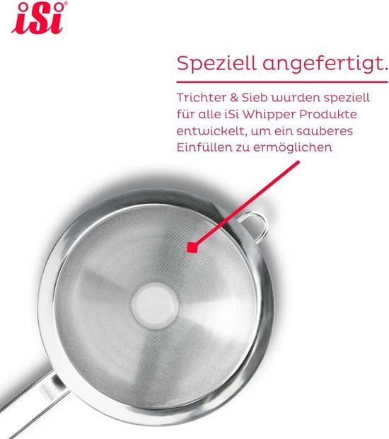 iSi 2704 Strainer & Funnel, Made of High Quality & Stainless Steel, Filling Directly into Bottles, Kitchen Accessories for All iSi Cream Dispensers