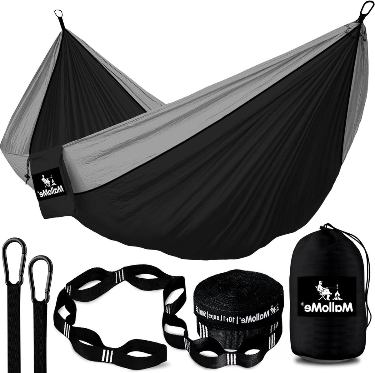 Ultralichte reis-campinghangmat - 1 of 2 personen - ademend waterdicht parachutenylon - incl premium karabijnhaken