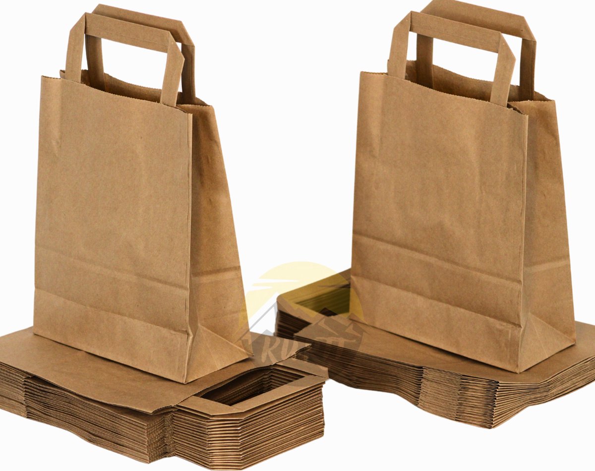 KURTT - Papieren draagtas / papieren tassen 22+10x28cm - bruin, 250 stuks