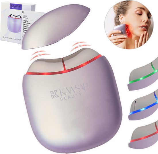 Foto: Premium ems gua sha gezichtsmassage en beauty apparaat blauw groen red light therapy huidverjongingsapparaat led masker facelift apparaat depuff rejuvenate contour for all skin types