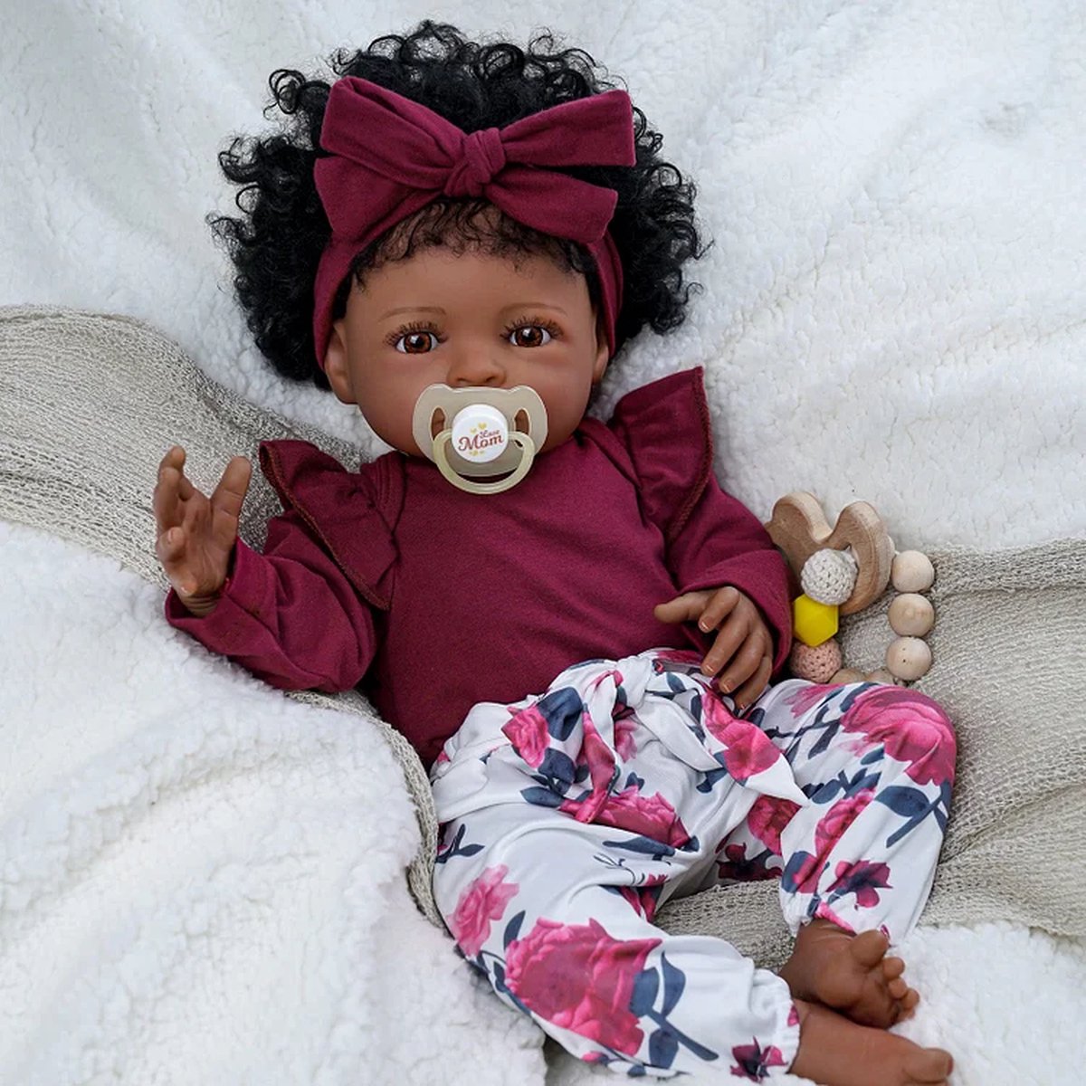Babeside Reborn Baby Pop 'Lea' - 50 cm - Soft Vinyl - Bruine ogen - Met outfit en accessoires - In geschenkdoos — afbeelding 6
