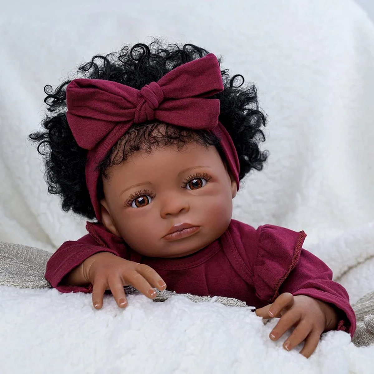 Babeside Reborn Baby Pop 'Lea' - 50 cm - Soft Vinyl - Bruine ogen - Met outfit en accessoires - In geschenkdoos — afbeelding 3