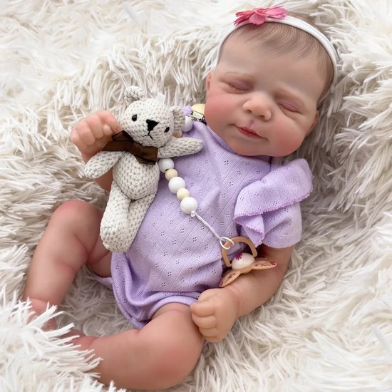 Lonian Reborn-poppen 18 inch 48 cm Full Body Vinyl Siliconen Babypop Meisje Anatomisch Correct Handgeworteld Haar Ogen Gesloten Speelgoed Cadeau voor leeftijden 3