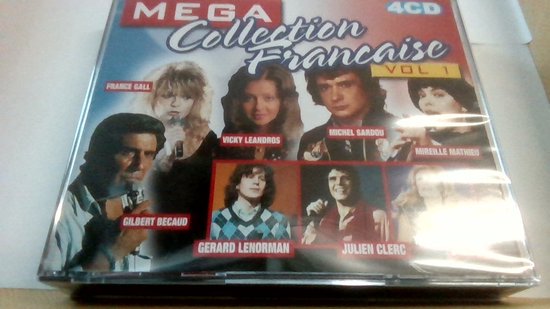 Mega Collection Francaise 1, 4CD. Portretten van Gilbert Bécaud, France Gall, Vicky Leandros, Gérard Lenorman, Michel Sardou en Julien Clerc.