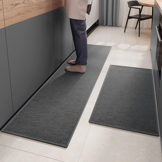 Set van 2 antislip keukentapijtlopers en wasbare tapijtloper voor de