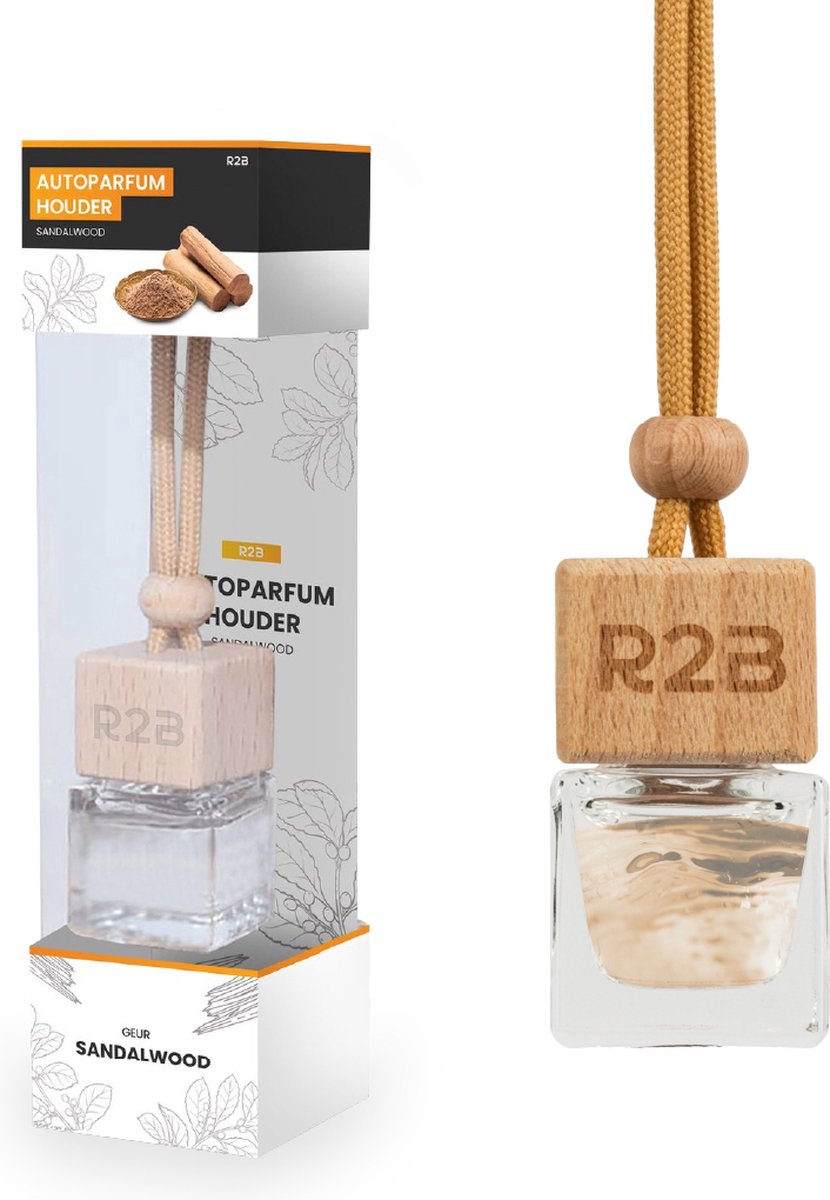 Goedkoopste R2B® Auto parfum Hangend - Sandalwood - 8 ml - Auto Geurverfrisser - Luchtverfrisser thuis/kantoor - Autogeur - Autoparfum