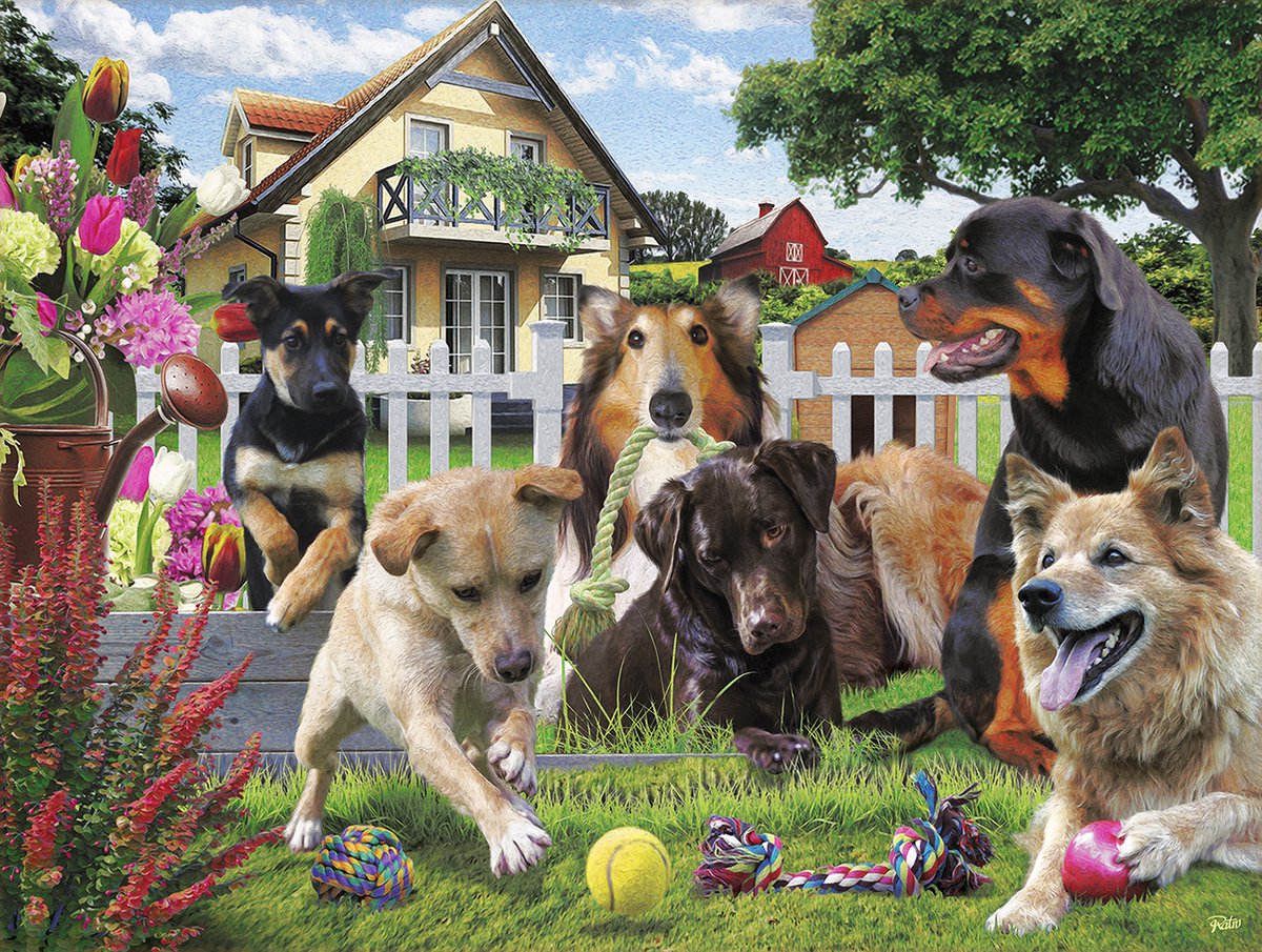 XL legpuzzel - Spelende Honden - 500 XL puzzelstukjes - Sunsout - ouderen - slechtziende