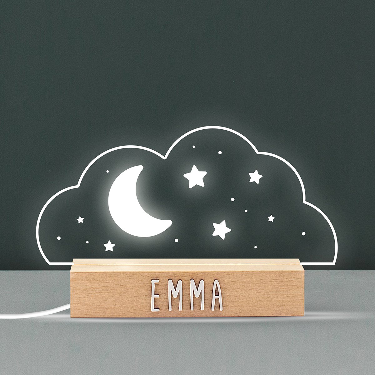 Kinderlamp Met Naam - Vintiun - Voor Elke Naam - Lamp Kinderkamer - Naamlampje - Naamlampje Babykamer - Kinderlampje - Kinderlampen - Kinderlamp slaapkamer - Wolk