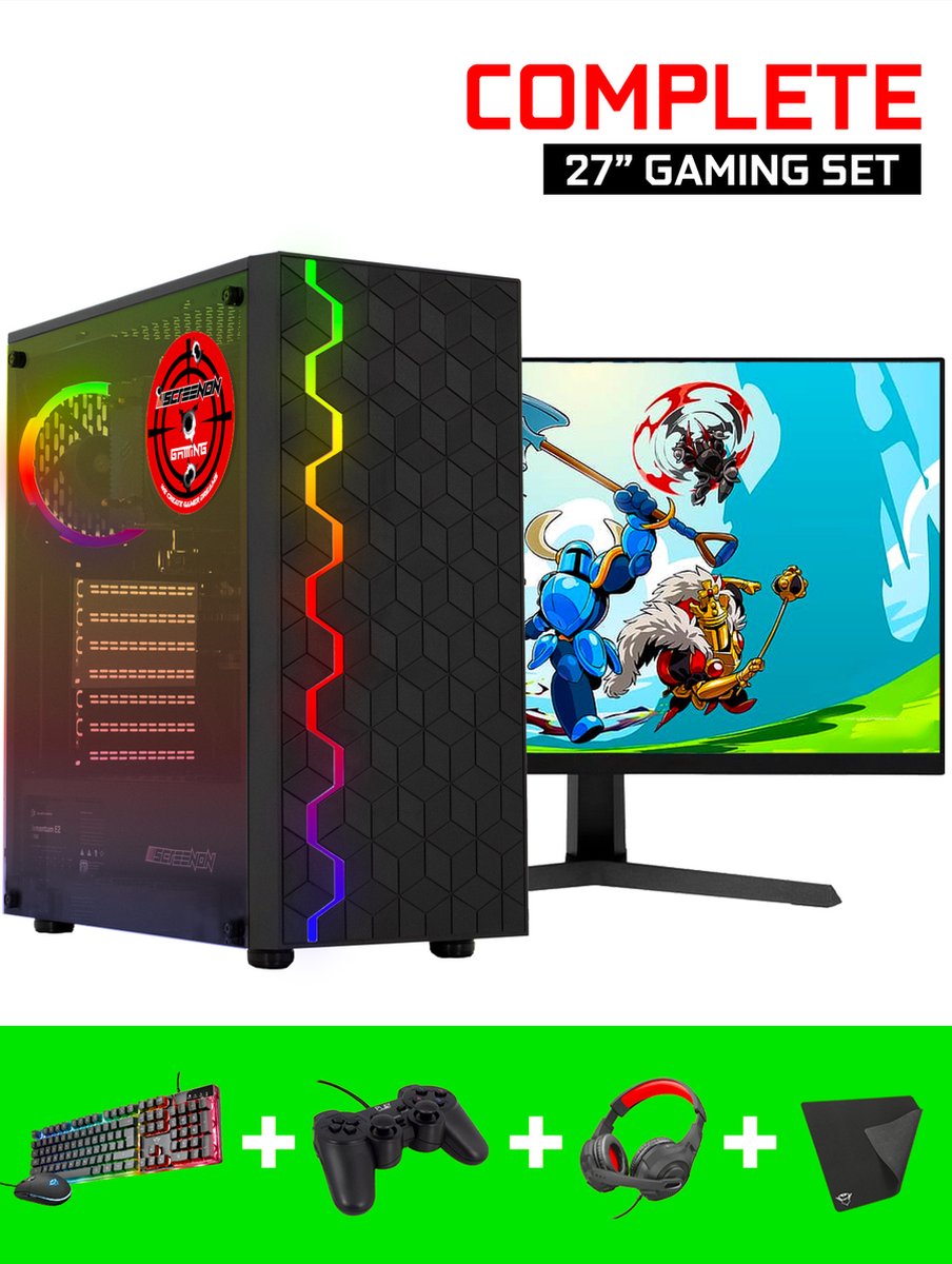 ScreenON - Gaming Set - K4 - Ryzen 3 - 512 GB SSD - AMD Radeon RX Vega 8 - (GamePC + 27 Inch Monitor + Toetsenbord + Muis) + WiFi & Bluetooth