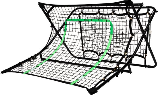 VirtuFit Combi Rebounder - Kickback - Groen & Zwart - 113 x 106 x 61 cm - Inclusief 4 Grondankers - In te Stellen in Meerdere Hoeken - Sterk & Duurzaam Materiaal - Rebounder Voetbal - Rebounder Trampoline - Rebounder Volleybal